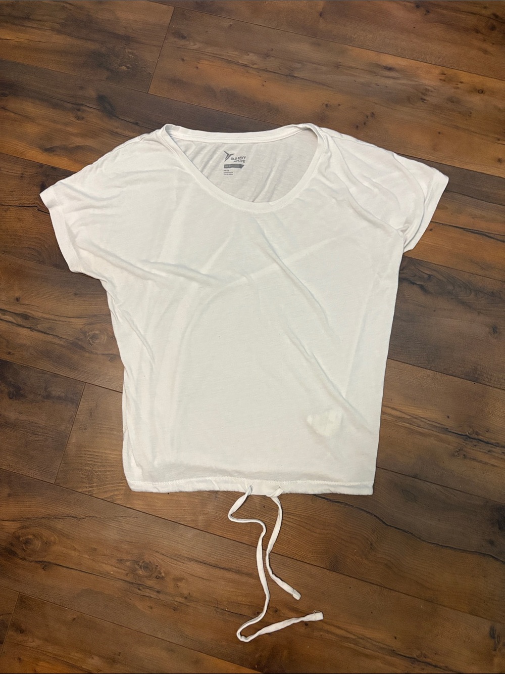 Old Navy White Drawstring Crop Tee